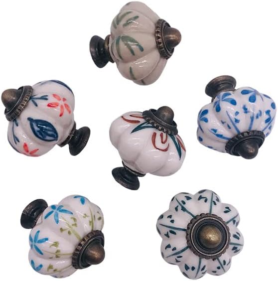 1x Multi-design Furniture Handle Ceramic Cabinet Knobs Handles Door Cupboard Drawer Kitchen Pull Handle Hand-painted Home Decor - (Color: E)