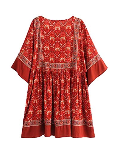 R.Vivimos Womens Boho Beach Mini Dress Sundress