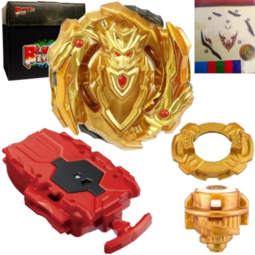 Image of String Launcher Set- B00-129 Gold Cho-Z Achiless 0 Dimension (Gold) + 1 Way String Launcher + Toy Storage Box