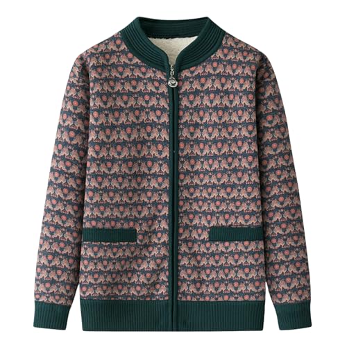 JYHBHMZG Cardigan da donna anziano, per autunno e inverno, in pile spesso, lavorato a maglia, Blu, 4XL