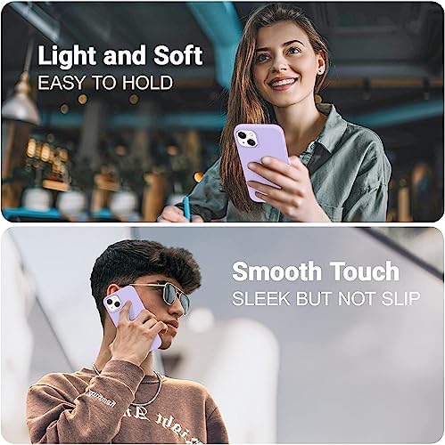 Image of DIZORO Compatible with iPhone 13 Case, Liquid Silicone Case, Full Body Protective Cover, Shockproof, Slim Phone Case, Anti-Scratch Soft Microfiber Lining, 6.1 inch - Purple
