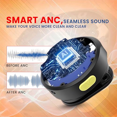Image of MAK Dual Wireless Lavalier Microphone with ANC & Charging Case, Type-C and Lightning Connector 8-Pin Receiver, 2.4GHz Collar Mic for iPhone, Android, Vlogging, Streaming, Video Recording