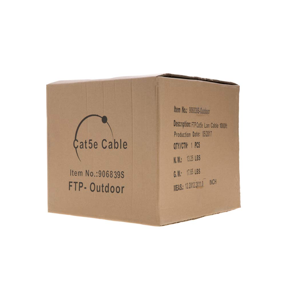 Cables Direct Online Câble FTP Cat5e à enfouissement direct pour extérieur 24 AWG, résistant aux UV, fil en aluminium plaqué cuivre non blindé, 300 m, FTP