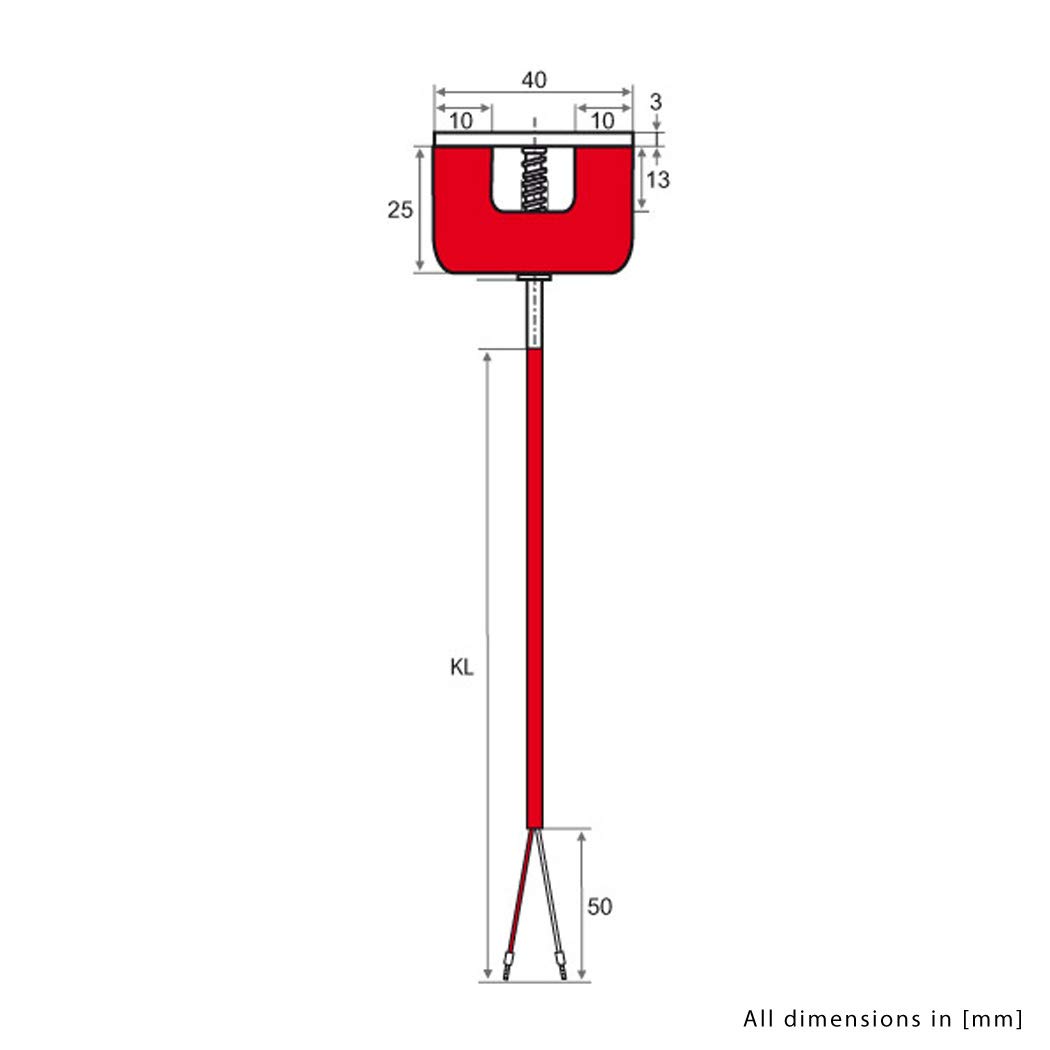 iOVEO 045MO02205 - PT1000 - Magnetfühler Haftmagnet (90 N) / Magnet-Oberflächenfühler mit Silikon-Leitung bis 200°C, 5 Meter Anschlussleitung