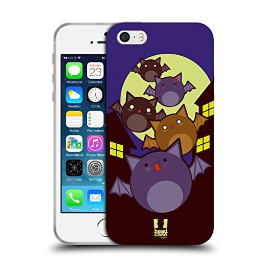 Head Case Designs Bat Fullt Halloween Kawaii Mjuk Gel Fodral Kompatibelt med Apple iPhone 5 / iPhone 5s / iPhone SE 2016