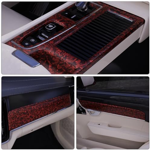 Image of Lypumso Forged Carbon Fiber Vinyl Wrap, Matte Red Vinyl Film Roll with Bubble Free Air Release Technology, Premium Self Adhesive Automotive DIY Sticker for Car Interior Exterior (1ft x 10ft)