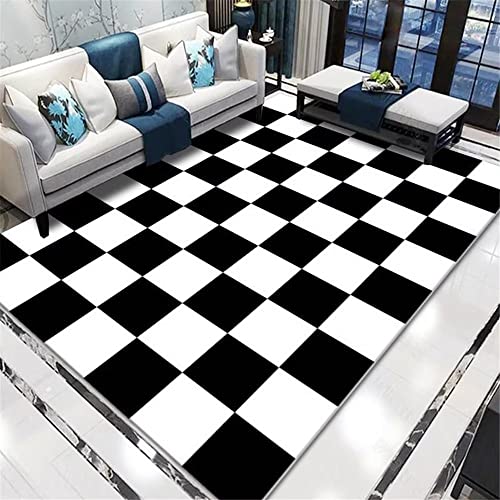 Tapis doux et anti-dérapant noir et blanc géométrique 120x180