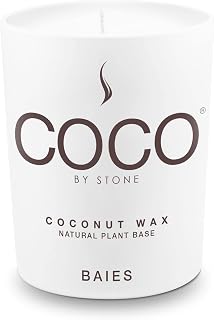 COCO by Stone 6.5oz Candle, Coconut Apricot Wax Candle for Home (Baies) Home Fragrance Products, 1 Wick Candle, Enhance Indoor Aroma, Vegan & Cruelty-Free, Clean Burning and Hand Poured Candle