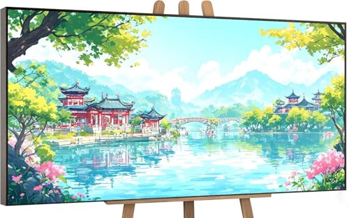 Peinture par numéro pont et arbre pour décorer la chambre ou le salon