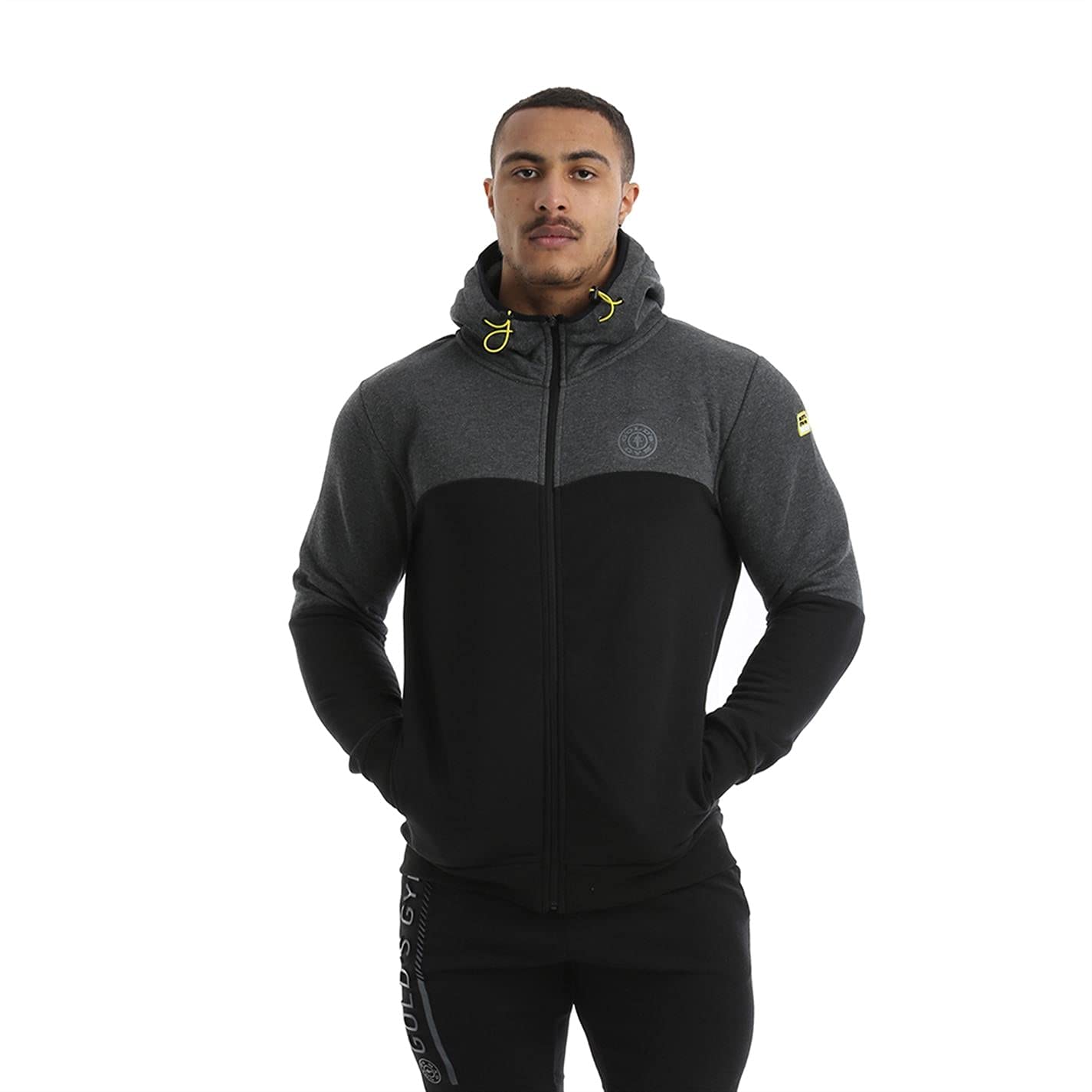 Gold's Gym Men's Ggswt085 Mens Workout Training Hooded Contrast Sweater Zip Through Hoody (pack of 1)
