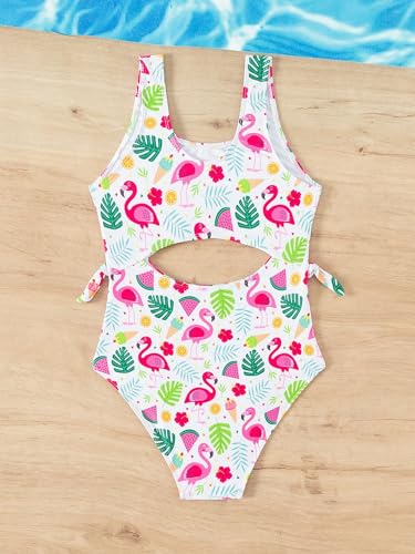 Image of WDIRARA Girl's Cut Out Pattern Knotted One Piece Swimsuit Summer Wireless Cute Swimwear
