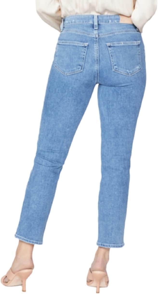 PAIGE Women's Cindy Crop Exposed Button Fly High Rise in Say Anything Distressed