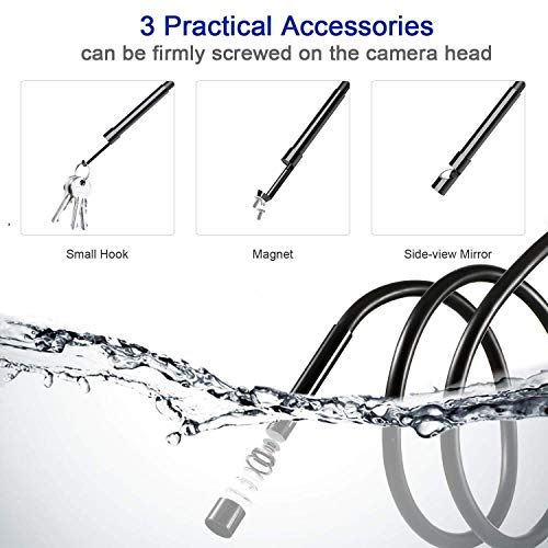 Wireless Endoscope Camera, NIDAGE WiFi 5.5mm 1080P HD Borescope Inspection Camera for iPhone Android, 2MP Semi-Rigid Snake Camera for Inspecting Motor Engine Sewer Pipe Vehicle (33FT)