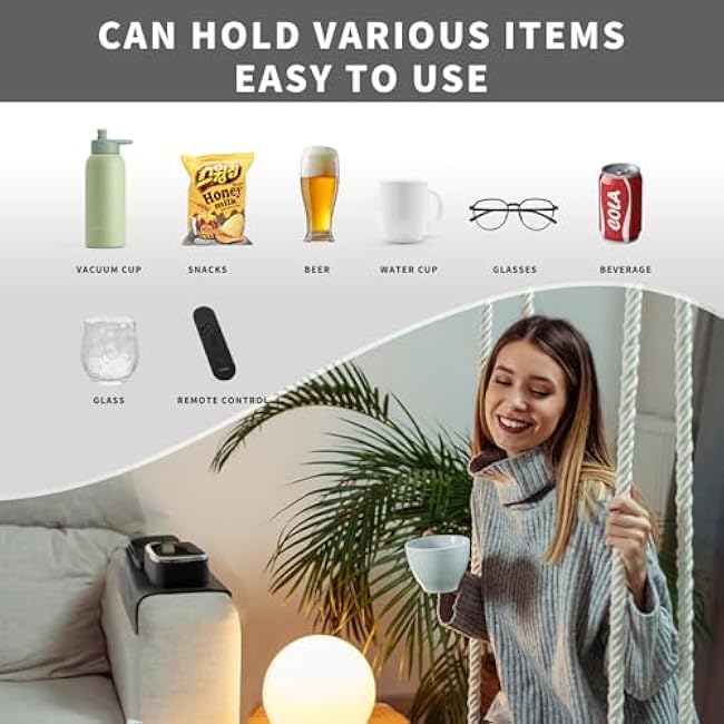 Couch Cup Holder Tray, Silicone Couch Drink Holder, Strong and Weighted Phone/Remote Sofa Cup£¬Gifts for Mom, Dad, Husband, Couch Remote Control and Phone Organizer (Black)