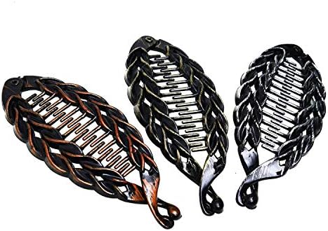 3pcs Hair Clips Large Size Banana Resin Hair Comb Fish Shape Grips Clamp Ponytail Holder Hair Accessories for Women Girls 3 Color