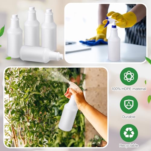 Honeydak 20 Pcs Chemical Resistant 32 oz Bottles, Commercial-grade Quality Reusable Plastic Bottle, Hdpe Plastic, Suitable for Home, Garden, Work (Nozzles Not Include)4