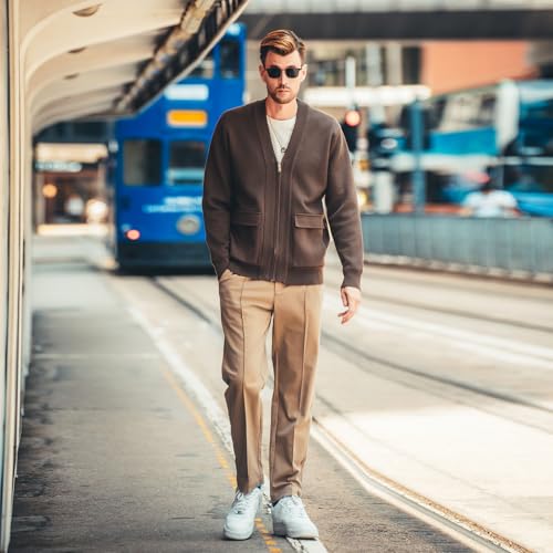 Image of Men's Cardigan Sweater Button Front V-Neck Long Sleeve Knit Sweaters