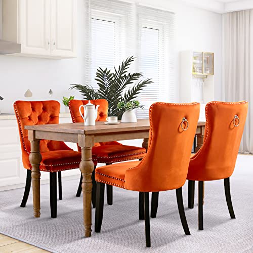 SoarFlash Ensemble de 4 Chaises de Salle à Manger en Velours, avec Dossier à Ailes tapissé,...