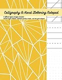 Calligraphy and Hand Lettering Notepad: 3 different types of pages included: slanted angle notepad, alphabet practice sheets, and dot grid notepad