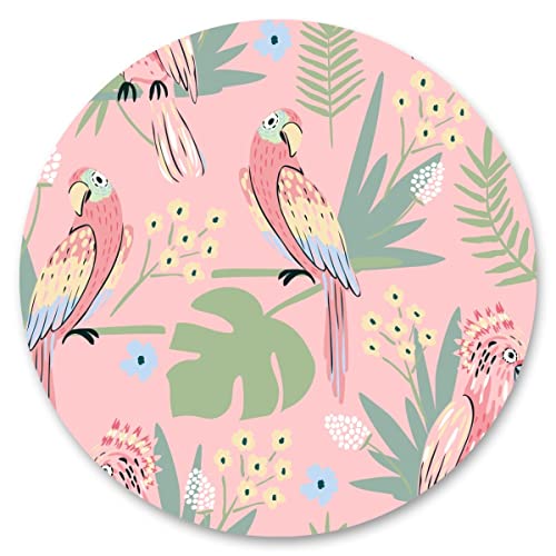 Muralo Sticker Kreis für Kinder PAPAGEIEN Vögel Monstera Blätter Blumen Tropische Pflanzen Wanddekoration Aufkleber Kinderzimmer Kindergarten Kinderstube Br. 100cm x Hö. 100cm Cover
