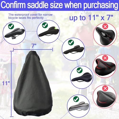 Image of Waterproof Bicycle Seat Covers Dustproof Rainproof UV-Resistant and Windproof Easy to Install and Clean Reusable Suitable for Men's and Women's Mountain Bike and Narrow Seats(2pcs Black)