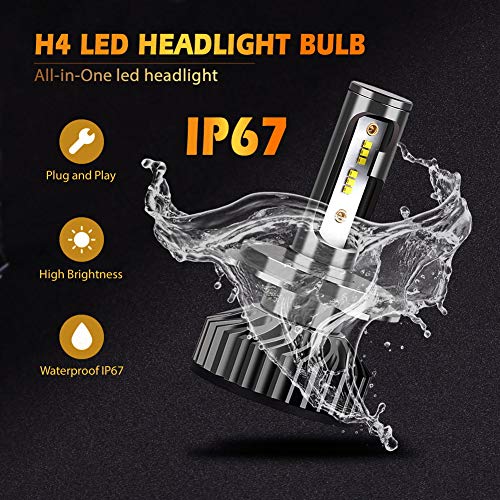 ALUNAR H4 LED Headlight Bulbs Hi/Lo Beam 9003 HB2 Car Motorcycle All-in-One Conversion Kit Plug Play White ZES Auto Head Lamp 12V Replacement LED Headlight Bulbs Vehicle Lighting