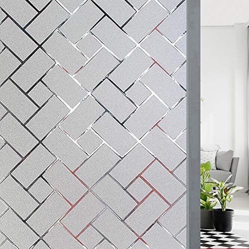 Glightor Window Film Privacy Static Clings Opaque Glass Film Frosted Window Stickers for Bathroom Office Window Door (17.5''x118'')