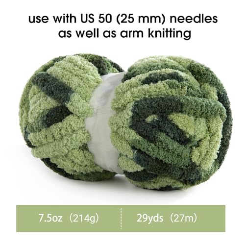 Image of MABOZOO Tie Dye Chunky Yarn for Crocheting & Knitting, 8 Pack - Soft Plush Sage Green Fluffy Jumbo Chenille Yarn,Giant Thick Fuzzy Bulky(29 yds, 8 oz Each Skein)