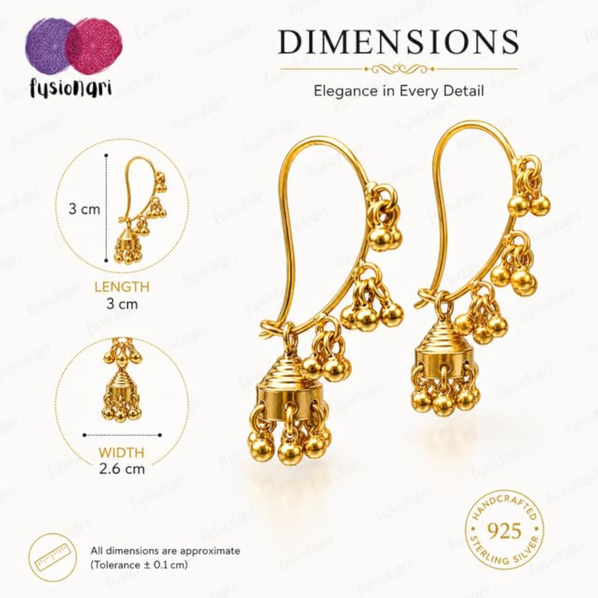 Women's Traditional 925 Sterling Silver Mango Jhumka Earrings