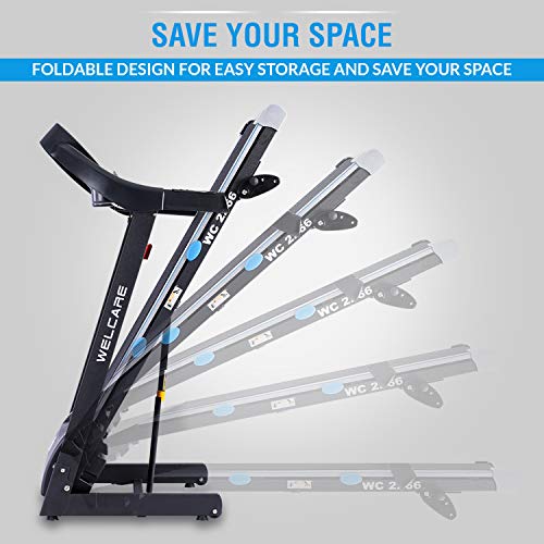Image of WELCARE WC2266, 4 Hp Peak DC Motorized Folding Treadmill with LCD Display, 12 Preset Programs to Improve Cardiovascular Fitness inchDIY Installation with Video Call Assistance inch
