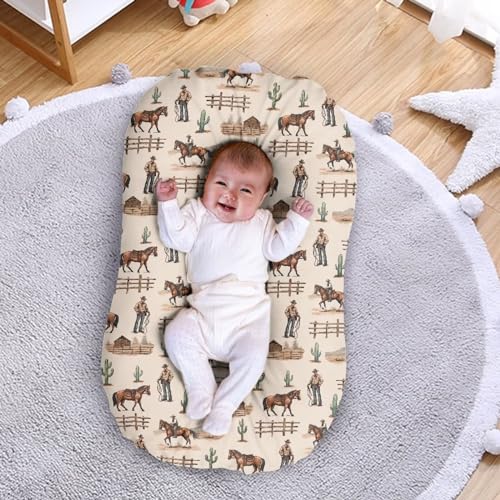 Image of ZOUTAIRONG Trendy Western Cowboy Bassinet Sheets Boy Crib Sheets Ultra Soft Breathable Material Stretchy Fitted Crib Sheets Oval Bassinet Sheets Baby Delight Bassinet Sheets
