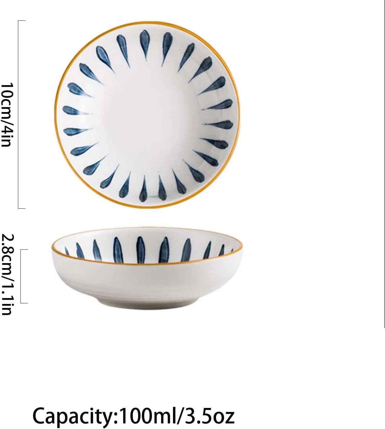 Keramik-Dipschalen, Sojasaucenschalen, Sushi-Sojasaucenschale, Keramik-Dipschalen, 4 kleine kleine Dipschalen, Saucenschalen(A)