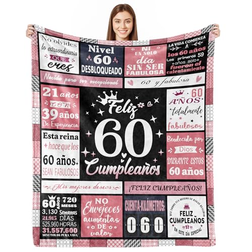 CAPRIFIC Regalo 60 Años Cumpleaños Mujer, Regalos Originales para Mujer, Manta Decoracion 60 Cumpleaños 150x130cm CAPRIFIC Regalo 60 Años Cumpleaños Mujer, Regalos Originales para Mujer, Manta Decoracion 60 Cumpleaños 150x130cm