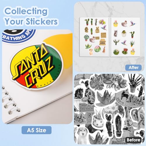 Álbum reutilizable para colección de pegatinas UFU, paquete de 2 unidades, tamaño A5 (21 x 14,7 cm), 64 páginas, con papel liberador y espátula de plástico miniatura 4