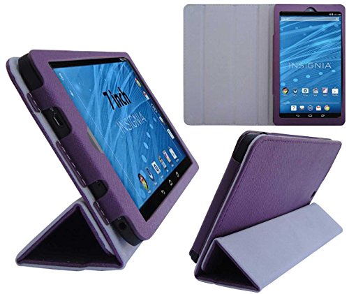HappyZone PU Leather Case Cover with Build In Stand For Insignia Flex 7-INCH Tablet (Model NS-15AT07), Purple