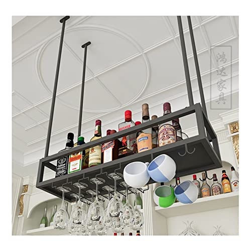 Support à vin de bar suspendu en fer avec casier de plafond