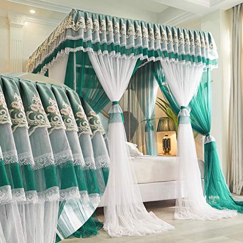 Prinzessin Royal luxuriös verdicken Doppelschicht-Moskitonetz mit staubsicherem oberen Deckung für Mädchen Frauen Hochzeit Jungen Bett Banach Home Dekoration (Jade, voll)