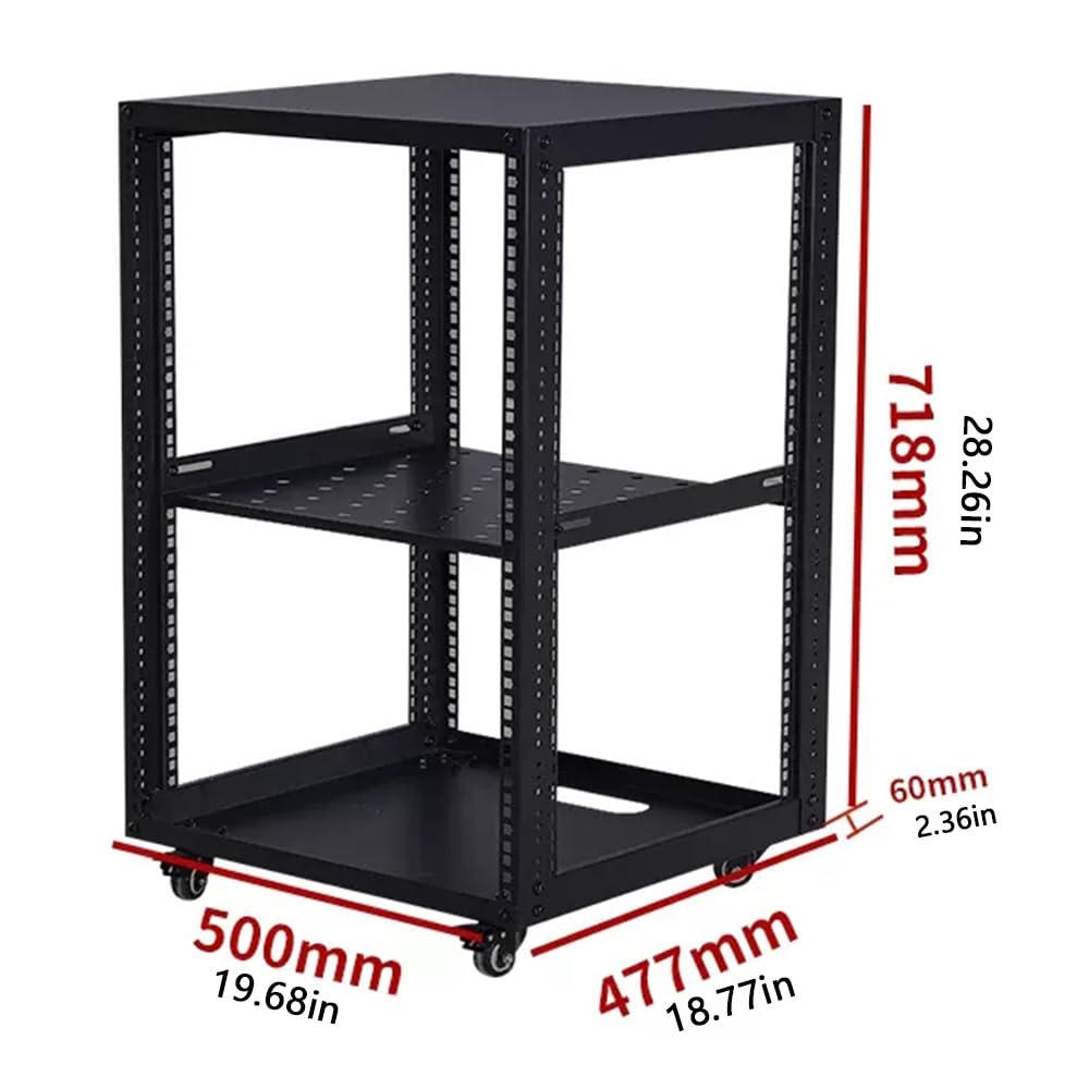 Rack de serveur à cadre ouvert avec roulettes - Support stéréo AV pour ordinateur/informatique/informatique/équipement informatique (50 x 47,7 x 71,8 cm)