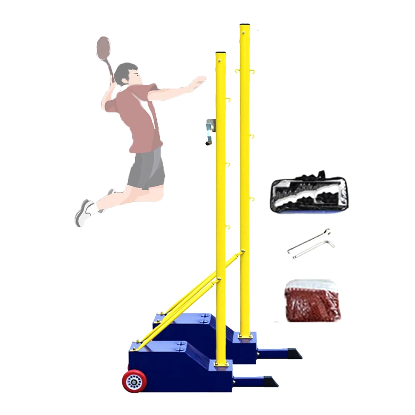 Red de bádminton y voleibol con base rellenable estable y rodillo de transporte 8