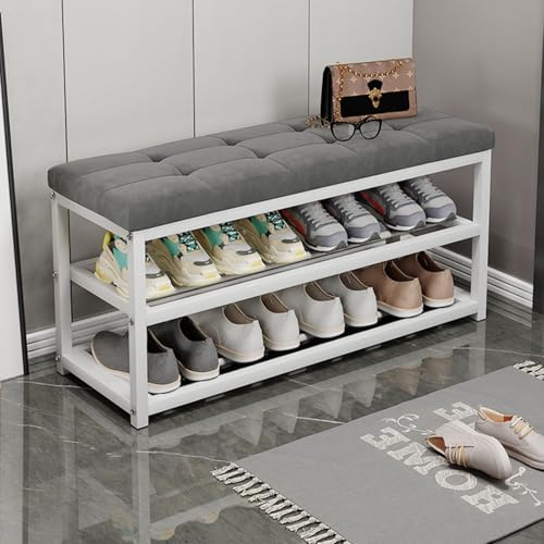 Banc à chaussures robuste cadre en métal 136 kg pour salon chic