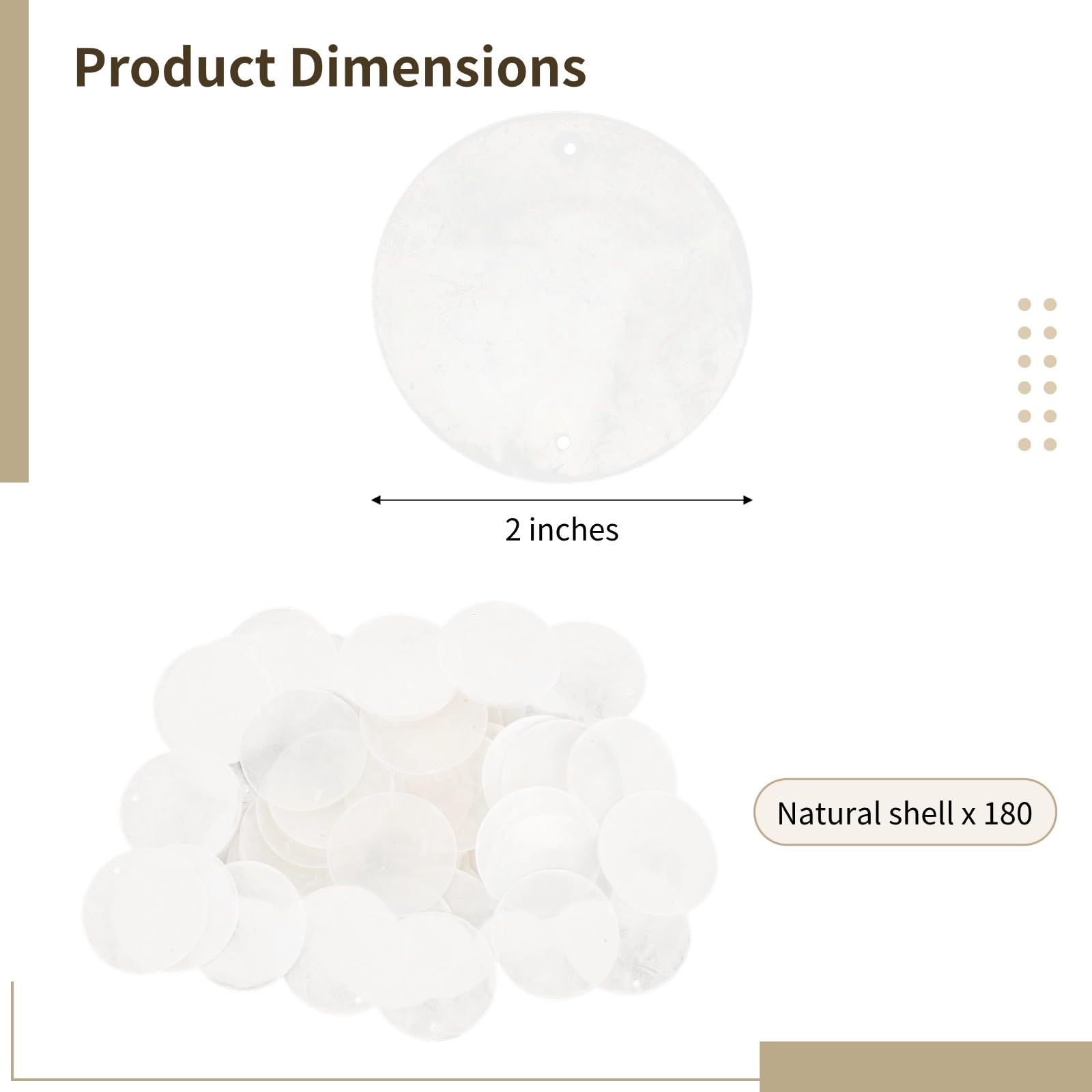 100PCS White Round Capiz Shells - 2 Inch DIY Craft Supplies For Jewelry & Decor