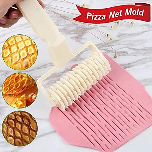 Image of New Convenient Kitchen Cooking Bakery Tool Plastic || Mould Netting Roller Cutter Rolling Cutter for Making - Dough Cookie Pie Pizza Perfect Pastry Lattice Croissant Pastry Baking White