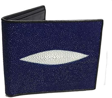 Classic Genuine Stingray Leather Bi-Fold Wallet w/Left Flap (Green)