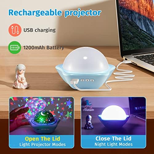 One Fire Night Light for Kids, 48 Lighting Modes Star Lights for Bedroom, 360° Rotating+3 Films Baby Night Light Projector Light, Rechargeable Kids Night Lights for Bedroom,Kids Gifts&Kids Room Decor 5