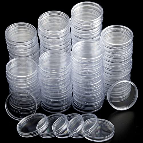 100 Pcs 30mm Coin Holder Capsules Round Coin Container Capsules Clear Plastic Coin...