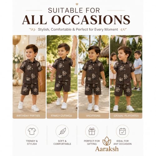 Image of Boys Shirt & Shorts Co-ord Set Kids Regular Wear Clothes Outfit