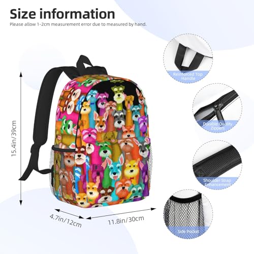 Sac à dos de voyage randonnée et gym imprimé schnauzer