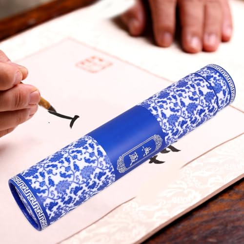 Operitacx Teleskop Aufbewahrungsröhre Für Kalligraphie Kunstwerke Und Dokumente Blauweiß Porzellan Design Runde Versandröhre Mit Einstellbarer Länge Für Sicheren Transport