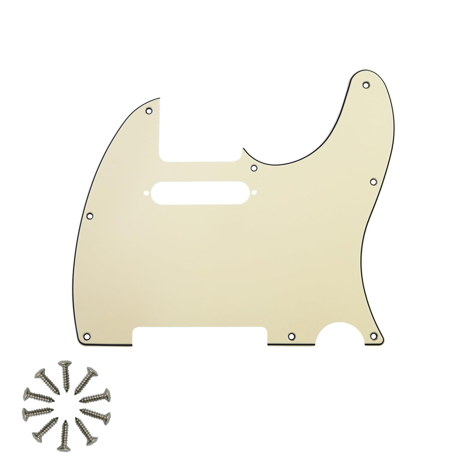 8-Hole Tele Pickguard for Fender Telecaster Guitar, Cream 3Ply