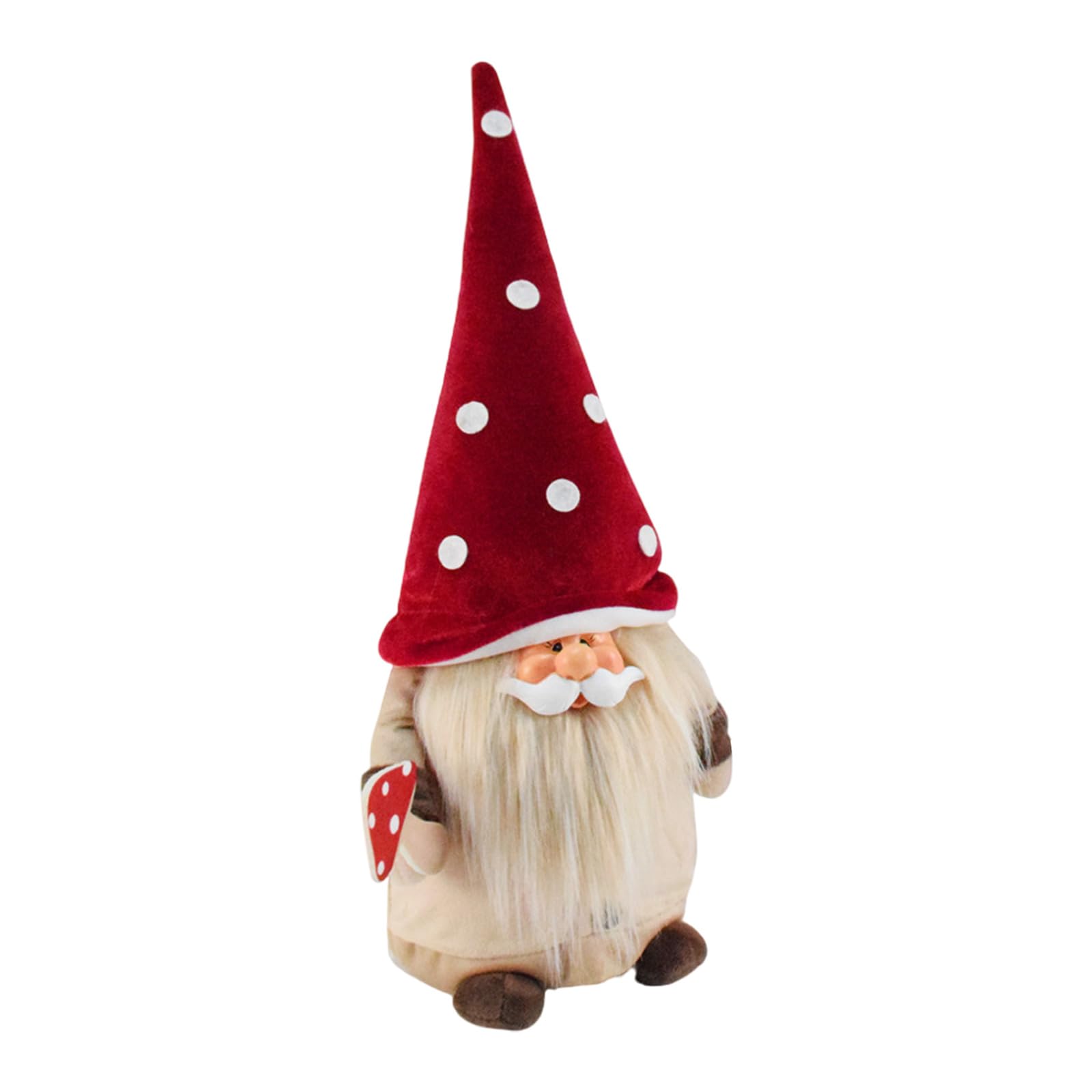 Cómoda figura de gnomo navideño de poliéster y sombrero de hongo para exhibir en la mesa o la repisa durante las vacaciones